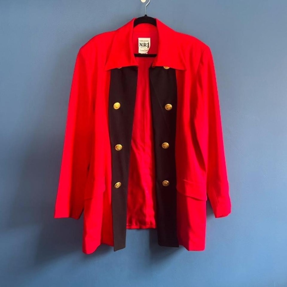 Vintage 1980s Blazer Women's Size Large Neiman Marcus Sandra Ow-wing N.R.1 Red